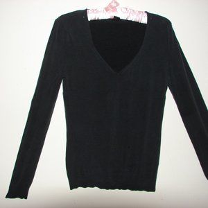 Club Monaco Women's Black V-Neck Longsleeve Top M